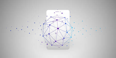 Global Networks Design with Network Mesh and Smartphone Silhouetteのイラスト素材