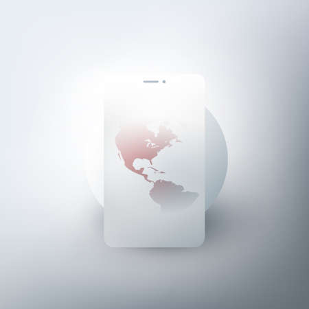 Global Networks Design Earth Globe and Smartphone Silhouetteのイラスト素材