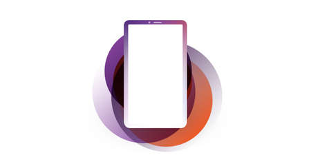 Purple and Orange Smart Phone Layout with Blank Screen, Technology Backgroundのイラスト素材