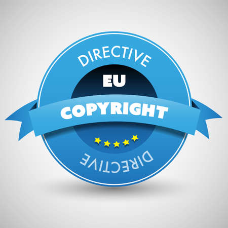 EU Digital Copyright Act Concept, Directive Compliance Stamp or Badge for Your Websiteのイラスト素材