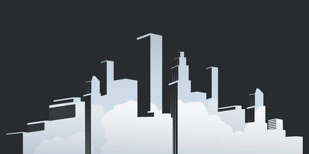 Metropolis - Colorful Urban Cityscape Silhouette, Vector Designのイラスト素材