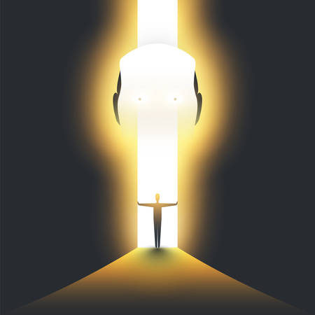 Open the Door to the AI, Robotics, New Technologies - Vector Concept Illustrationのイラスト素材