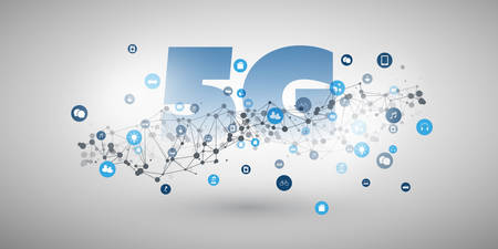 5G Network Label and Networks - High Speed, Broadband Mobile Telecommunication and Wireless Internet...
