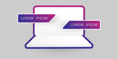 Colorful Advertising Design Template with Laptop Computer Silhouette for Your Business Project