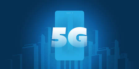 5G Network Label over Smart City - High Speed, Broadband Mobile Telecommunication and Wireless...