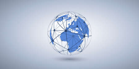 Cloud Computing and Networks Concept with Earth Globe - Abstract Global Digital Connections, Technology Background, Creative Design Templateのイラスト素材
