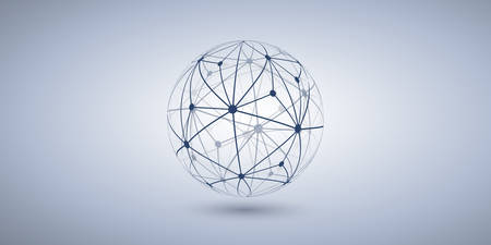Networks - Transparent Polygonal Globe Design on Grey Wide Backgroundのイラスト素材