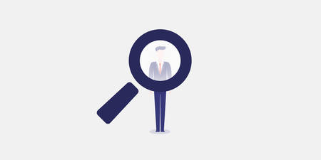 Human Resources - Personal Audit - Headhunter or Hiring Symbol Design with Magnifying Glassのイラスト素材