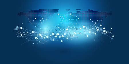 Abstract Blue Futuristic Modern Style Cloud Computing, Networks Structure, Telecommunications...
