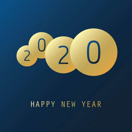 Best Wishes - Simple Dark Blue and Golden New Year Card, Cover or Background Design Template with...