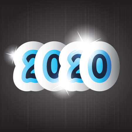 Simple Blue and White New Year Card, Cover or Background Design Template With Round Numerals - 2020のイラスト素材