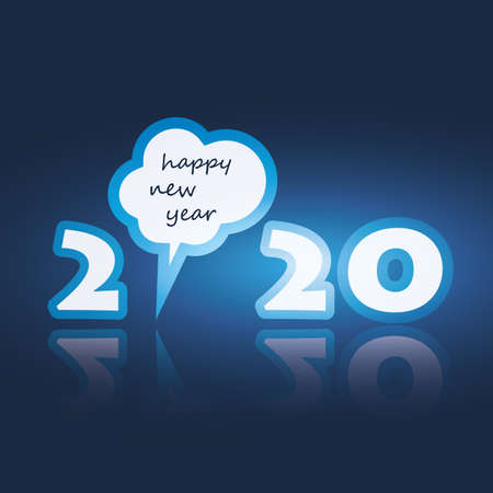 New Year Card with Speech Bubble and Happy New Year Message - 2020のイラスト素材