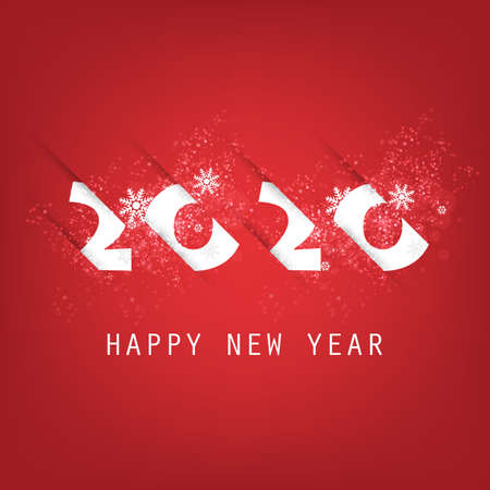 Best Wishes - Abstract White and Red Modern Style Happy New Year Greeting Card or Background,...