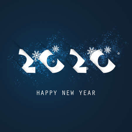 Best Wishes - Abstract White and Dark Blue Modern Style Happy New Year Greeting Card or Background,...