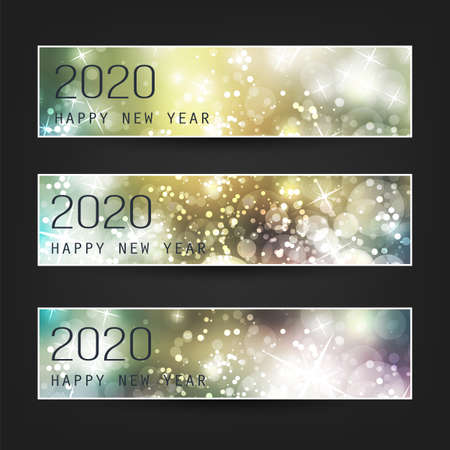 Set of Horizontal Christmas, New Year Headers or Banners - 2020のイラスト素材