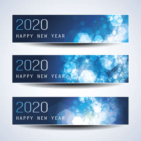 Set of Horizontal Christmas, New Year Headers or Banners Design - 2020のイラスト素材