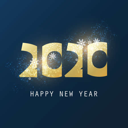 Best Wishes - Abstract Dark Golden Modern Style Happy New Year Greeting Card or Background, Creative Design Template - 2020のイラスト素材