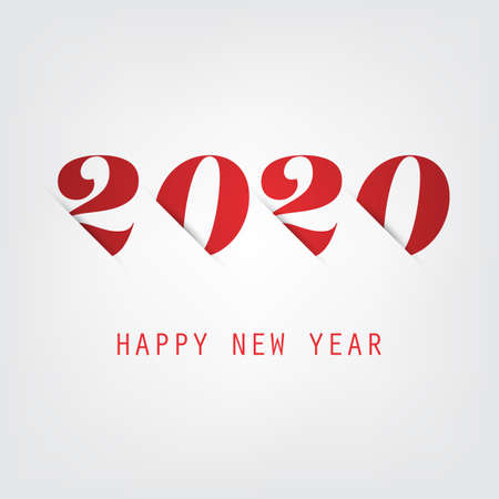 Simple White, Grey and Red New Year Card, Cover or Background Design Template - 2020のイラスト素材