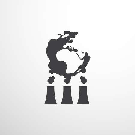 Global Industrial Pollution - Eco Earth Globe Concept, Flat Designのイラスト素材