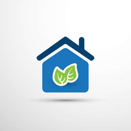 Eco Smart Home Concept Design - House Icon with Leavesのイラスト素材