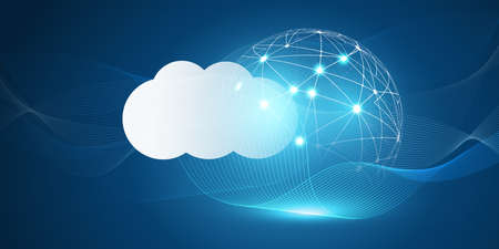 Futuristic Cloud Computing Design Concept - Digital Connections, Technology Background with...