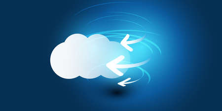 Cloud Computing Design Concept - Digital Connections, Technology Background with Arrows and Geometric Network Meshのイラスト素材