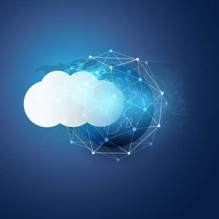 Futuristic Cloud Computing Design Concept - Digital Connections, Technology Background with...