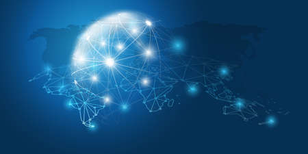 Abstract Blue Minimal Style Cloud Computing, Networks Structure, Telecommunications Concept Design,...
