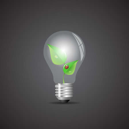 Green Eco Energy Concept Creative Design - Leaves Inside a Light Bulbのイラスト素材