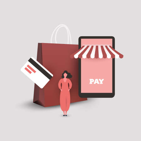 Online Shopping - Business Design Concept, Vector Illustrationのイラスト素材