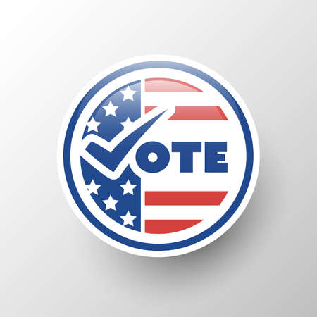 USA Voting Design Concept - Badge Style with Tick and US National Colorsのイラスト素材