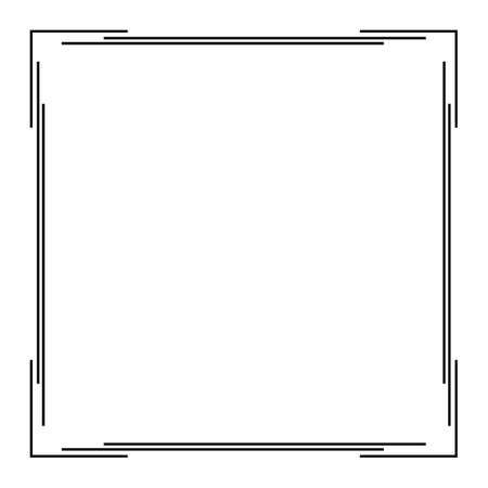 Black Geometric Frame Isolated on White - Geometrical Art Deco Style Template for Invitation Cards, Flyers - Line-Art Vector Designのイラスト素材