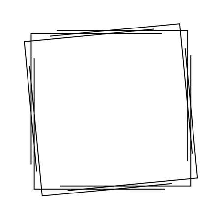 Black Geometric Frame Isolated on White - Geometrical Art Deco Style Template for Invitation Cards, Flyers - Line-Art Vector Designのイラスト素材