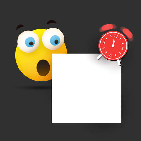 Surprised Emoticon with Pop Out Eyes Behind a White, Blank Square Shaped Placeholder - Vector Concept Designのイラスト素材