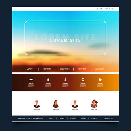 Website Design Template for Your Business with Sunset Sky Image Background - Dusk, Clouds, Sun, Sunlightのイラスト素材