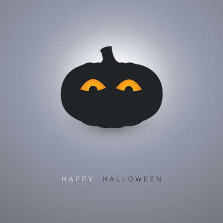 Halloween Greeting Card Design Template - Pumpkin Silhouette with Glowing Eyesのイラスト素材