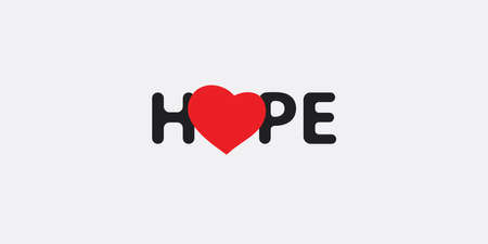 Hope - Lettering with Red Heart - Vector Design Conceptのイラスト素材