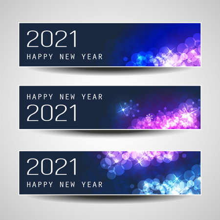 Set of Horizontal Christmas, New Year Headers or Banners - 2021のイラスト素材