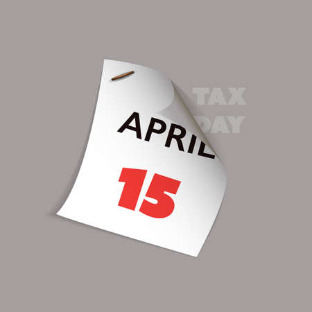USA Tax Day Concept - Calendar Design Template - Tax Deadline, Due Date for Federal Income Tax Returns: 15th Aprilのイラスト素材