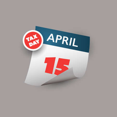 USA Tax Day Concept - Calendar Design Template - Tax Deadline, Due Date for Federal Income Tax Returns: 15th Aprilのイラスト素材