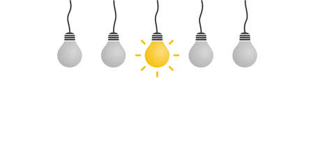 New Standout Idea - Light Bulbs Concept Design Template with Copy Space - Illustration in Editable Vector Formatのイラスト素材
