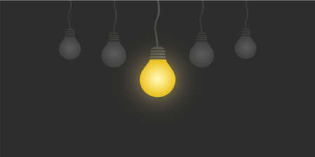 New Standout Idea - Light Bulbs Concept Design Template with Copy Space - Illustration in Editable Vector Formatのイラスト素材