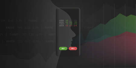 AI Powered Digital Business and Market Analysis, Stock Trading, Investment Helper Apps, Robo-Advisor Concept, Vector Illustrationのイラスト素材