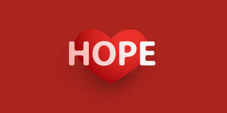 Hope - Lettering with Red Heart - Vector Design Conceptのイラスト素材