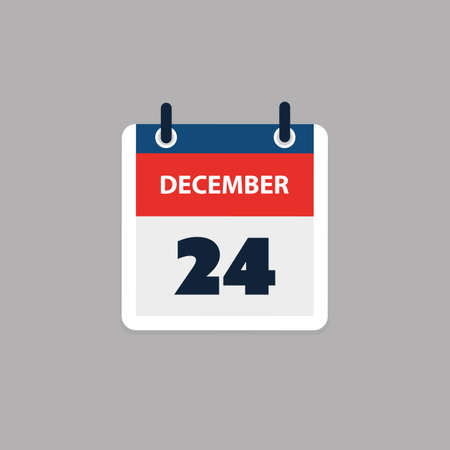 Calendar Page Design for Day 24th of December, Christmas Eve - Vector Illustrationのイラスト素材