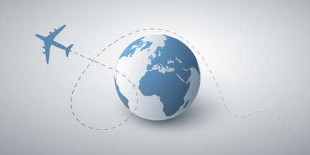 Traveling Around the World - Travel by Airplane - Globe Design