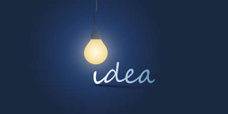 New Standout Idea - Glowing Light Bulb Concept Design Template with Handwritten Label and Copy Space - Illustration in Editable Vector Formatのイラスト素材