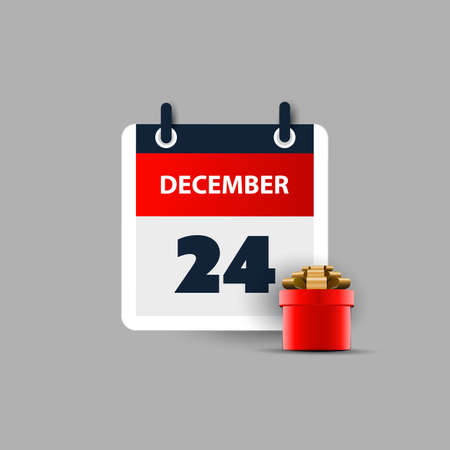Calendar Page Design for Day 24th of December, Christmas Eve - Vector Illustrationのイラスト素材