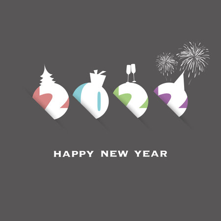 Simple Colorful New Year Card, Cover or Background Design Template - 2022のイラスト素材