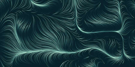 Abstract Modern Style Geometric Background Design, Metallic Green Lit 3D Flowing Spreading Curved...